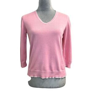 Brooks Brothers Silk Pink V-Neck Pullover Sweater S Preppy Summer Spring